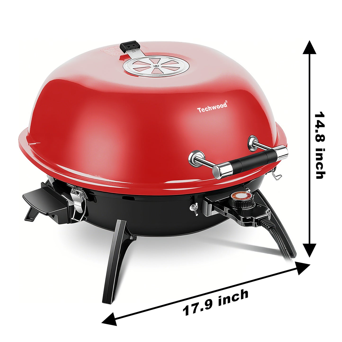 Techwood Electric BBQ Grill,1600WTabletop Grill, Double Layer Design, Portable Removable Grill, Indoor/Outdoor Electric Grill for Indoor & Outdoor Use(Red)