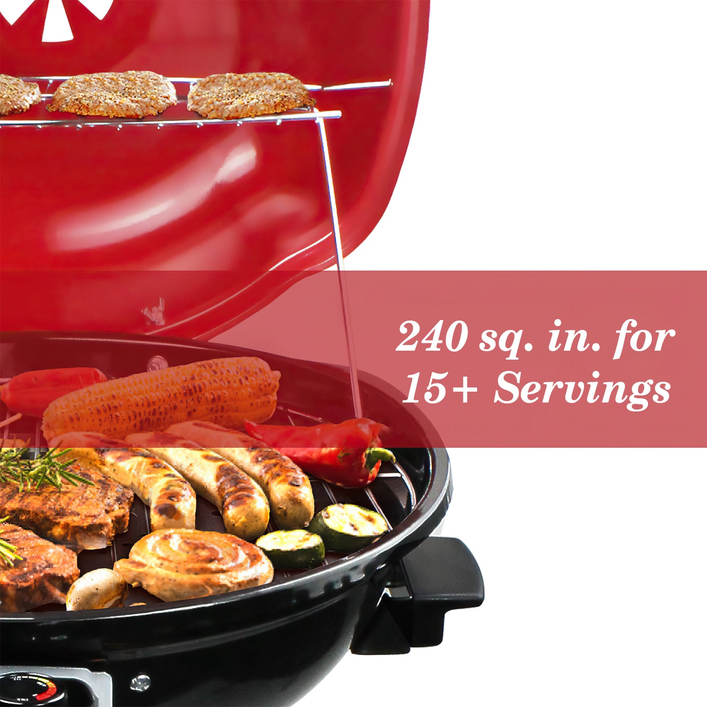 Techwood Electric BBQ Grill 1600W (Stand Black BBQ Grills),15-Serving Indoor/Outdoor Electric Grill for Indoor & Outdoor Use, Portable Removable Stand Grill, Double Layer Design(Red)