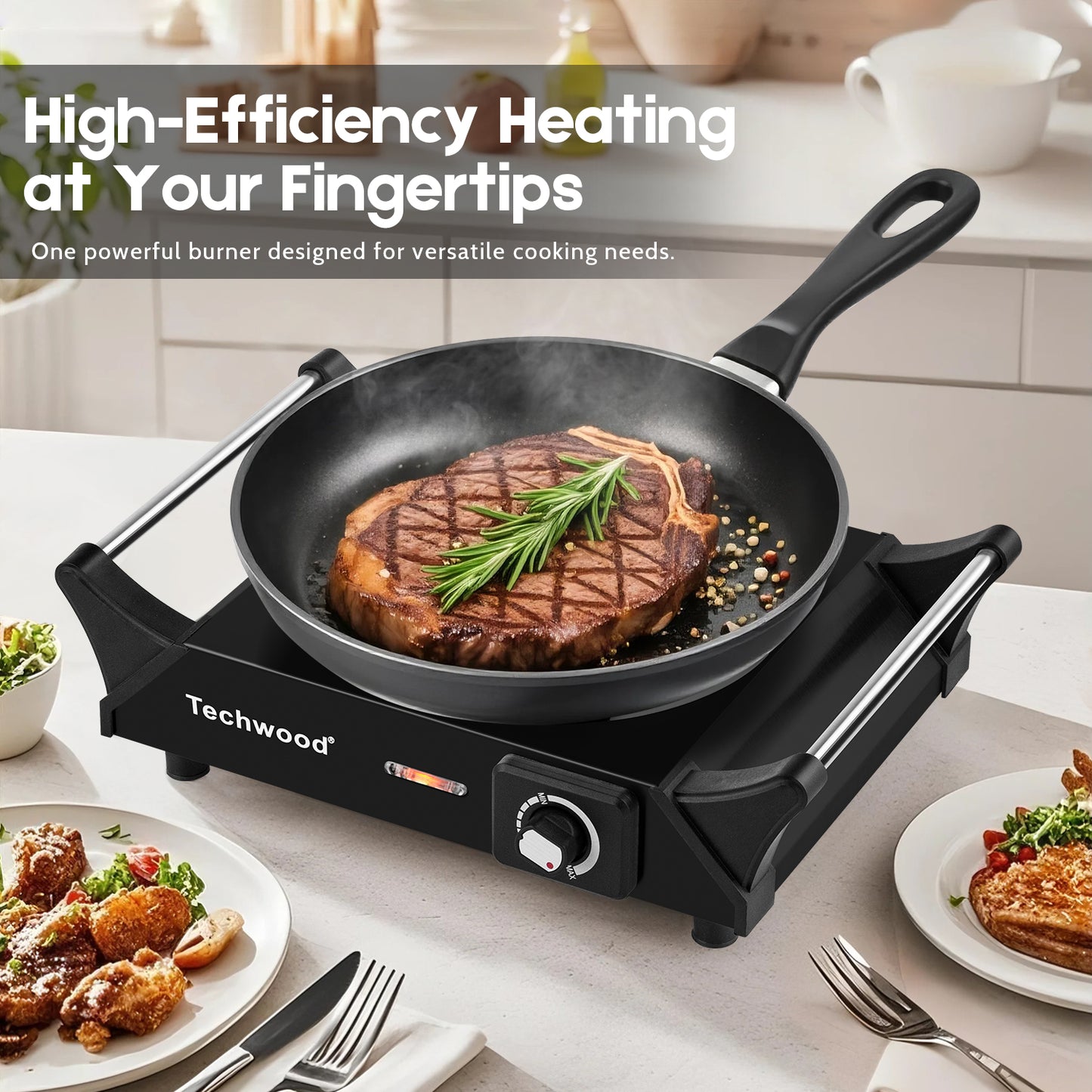Hot Plate,Techwood Electric Stove for Cooking,1500 Watts Electric Hot Plate,Temperature Controls,Power Indicator Lights,Easy to Clean(Black)