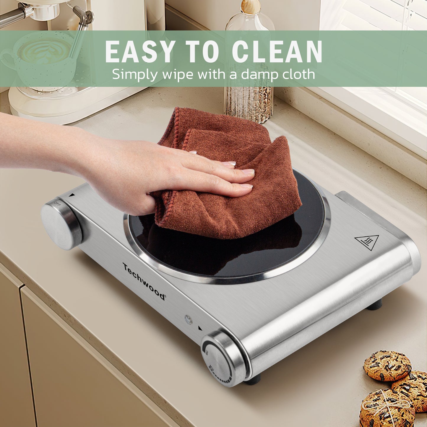 Techwood 1200W Infrared Ceramic Single Hot Plate(Silver)