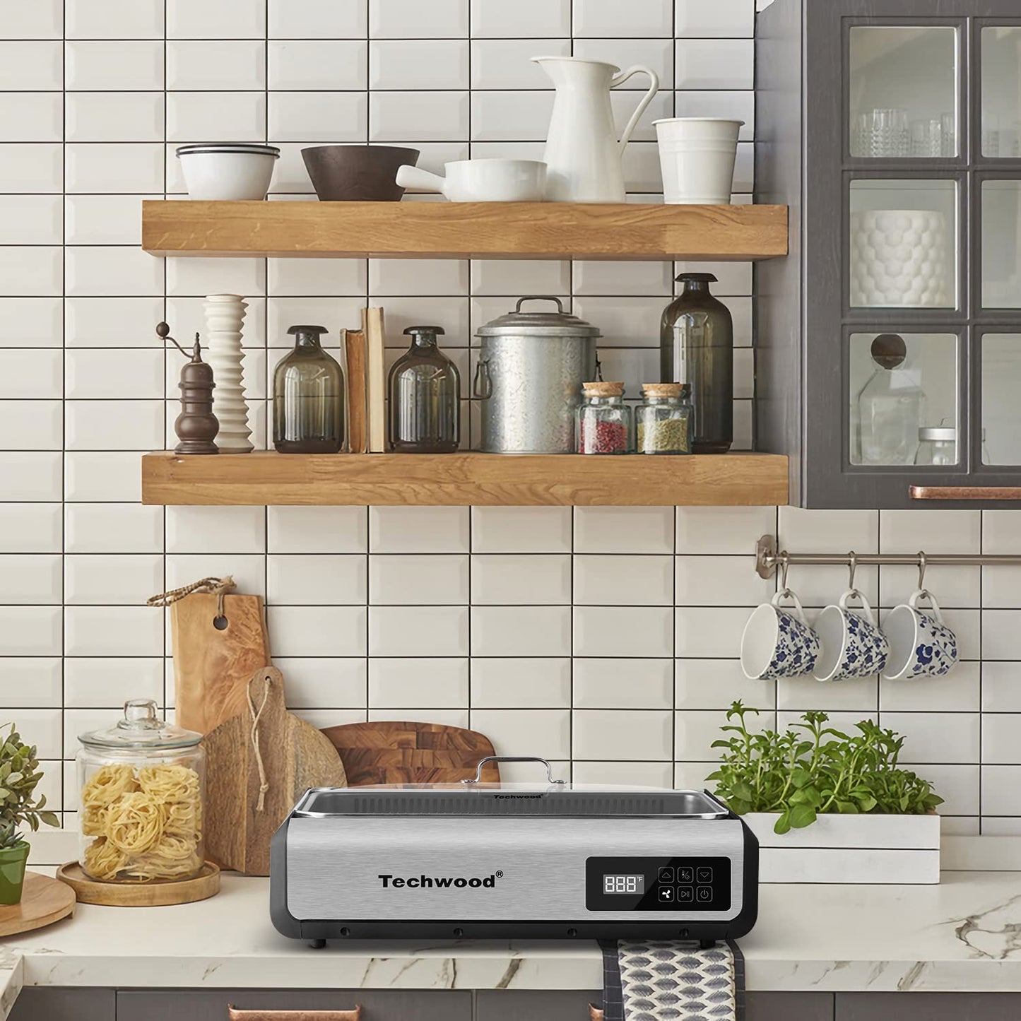 Techwood 1500W Indoor Smokeless Grill with 8 Level Control(Silver)