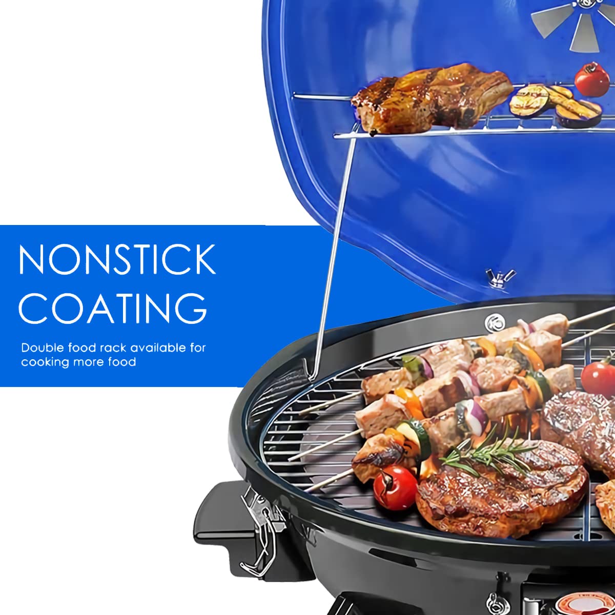 Techwood 15-Serving Electric BBQ Grill for Indoor & Outdoor Use(Blue)