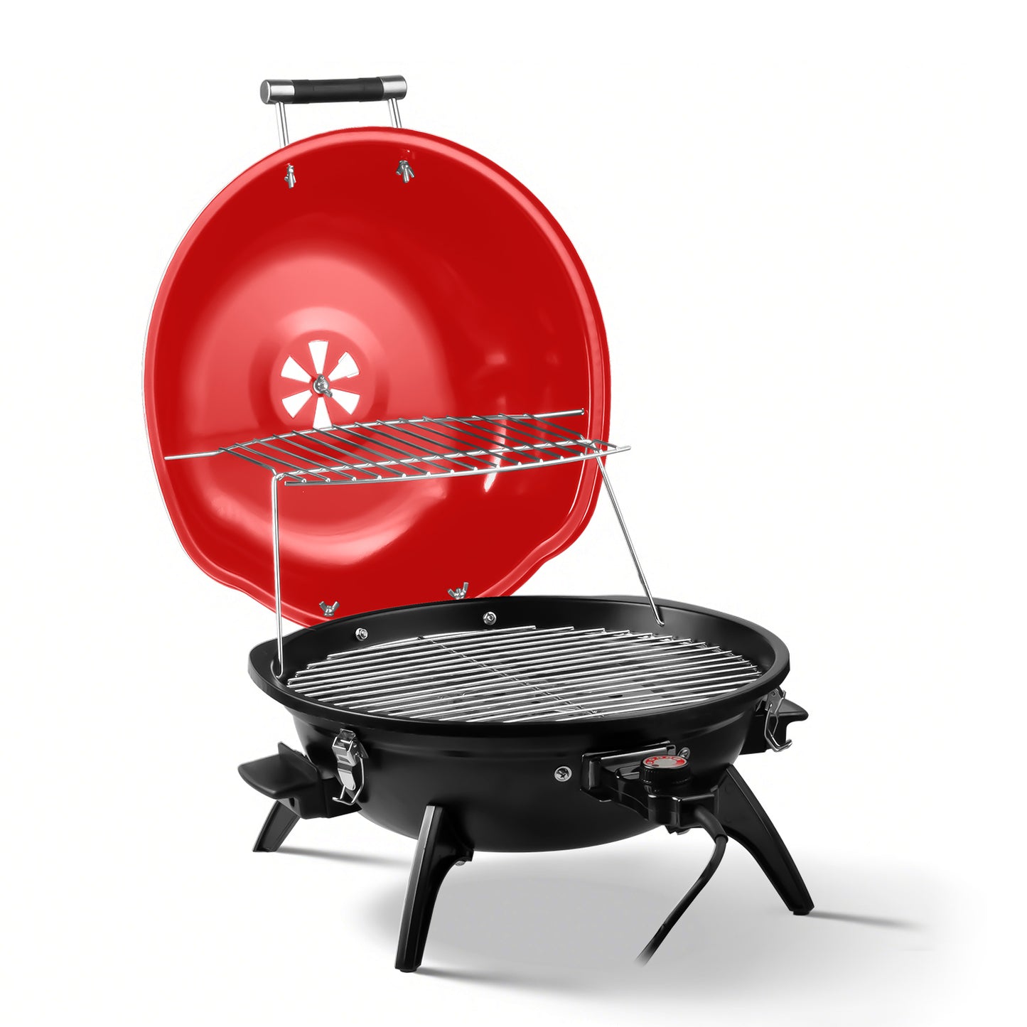 Techwood Electric BBQ Grill,1600WTabletop Grill, Double Layer Design, Portable Removable Grill, Indoor/Outdoor Electric Grill for Indoor & Outdoor Use(Red)