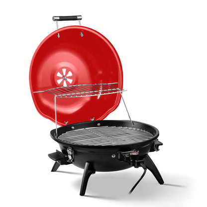 Techwood Electric BBQ Grill,1600WTabletop Grill, Double Layer Design, Portable Removable Grill, Indoor/Outdoor Electric Grill for Indoor & Outdoor Use(Red)