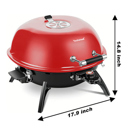 Techwood Electric BBQ Grill,1600WTabletop Grill, Double Layer Design, Portable Removable Grill, Indoor/Outdoor Electric Grill for Indoor & Outdoor Use(Red)