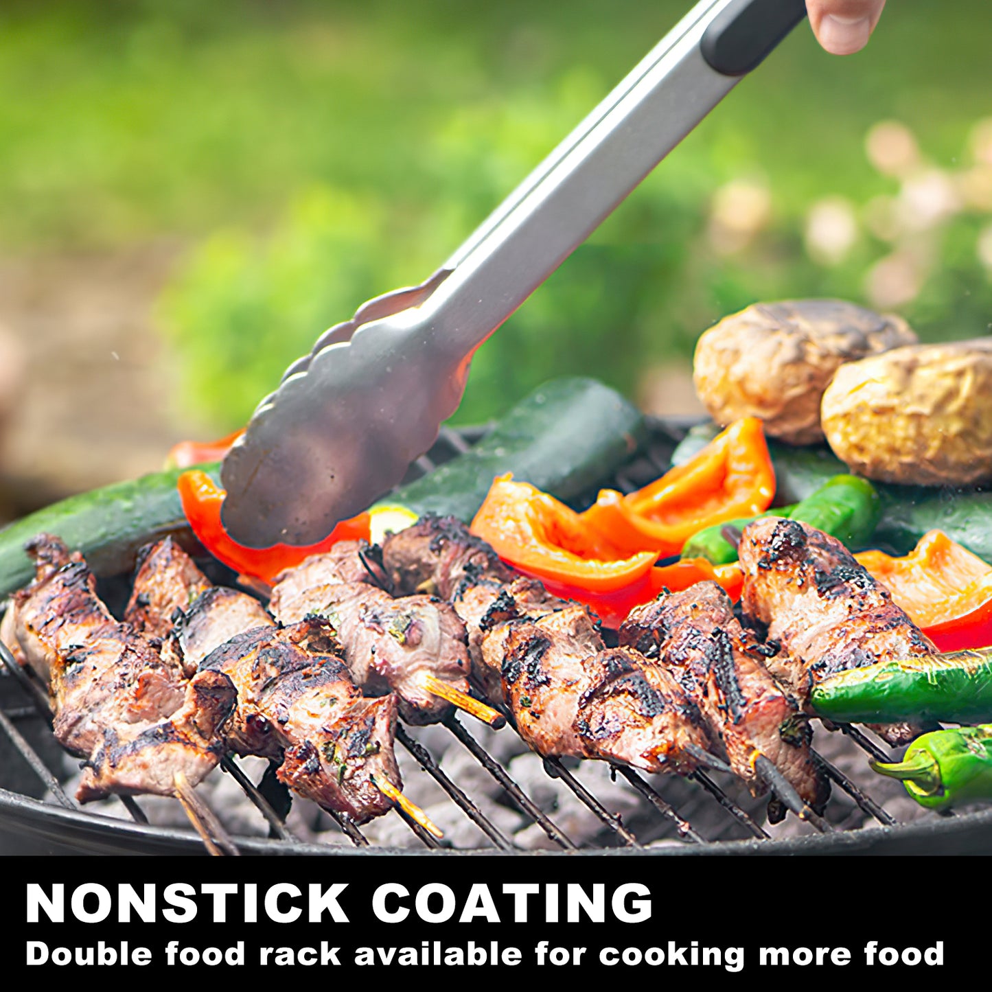 Techwood Electric BBQ Grill, Double Layer Design, Portable Removable Grill,1600WTabletop Grill, Indoor/Outdoor Electric Grill for Indoor & Outdoor Use(Black)