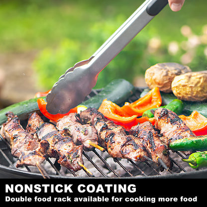 Techwood Electric BBQ Grill, Double Layer Design, Portable Removable Grill,1600WTabletop Grill, Indoor/Outdoor Electric Grill for Indoor & Outdoor Use(Black)