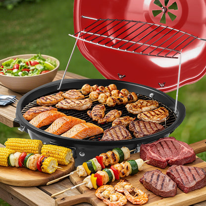 Techwood Electric BBQ Grill,1600WTabletop Grill, Double Layer Design, Portable Removable Grill, Indoor/Outdoor Electric Grill for Indoor & Outdoor Use(Red)