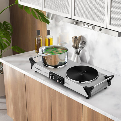 SP Techwood Hot Plate Electric Single Burner 23.94 in 2-Coil Stainless Steel Countertop Burners