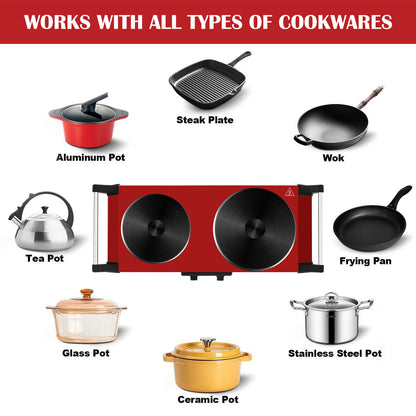 SP Techwood Hot Plate Electric Single Burner 23.94 in 2-Coil Stainless Steel Countertop Burners