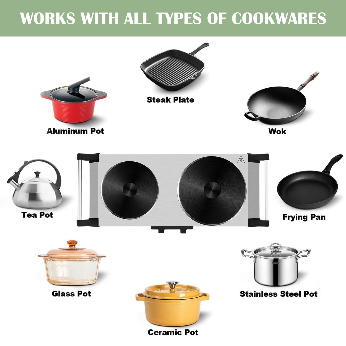 SP Techwood Hot Plate Electric Single Burner 23.94 in 2-Coil Stainless Steel Countertop Burners