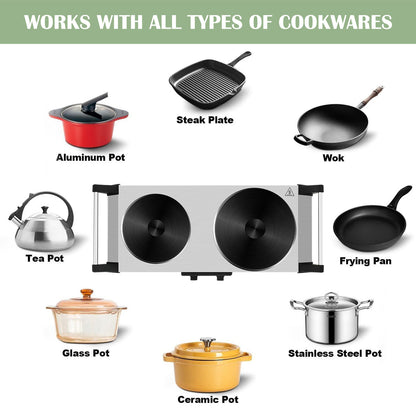 SP Techwood Hot Plate Electric Single Burner 23.94 in 2-Coil Stainless Steel Countertop Burners