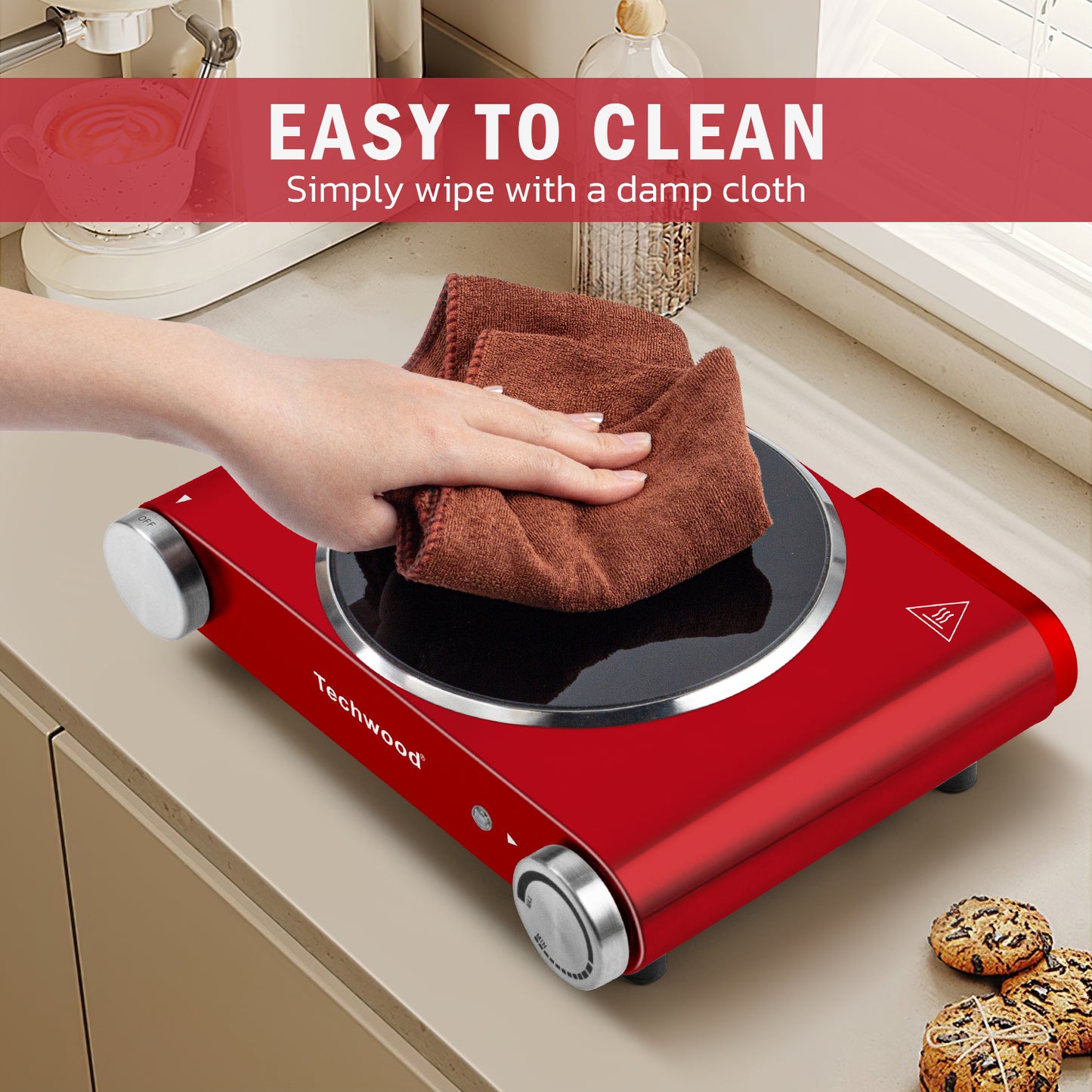 Techwood 1200W Infrared Ceramic Single Hot Plate(Red)