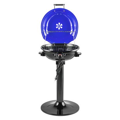 Techwood Electric BBQ Grill 1600W (Stand Black BBQ Grills),15-Serving Indoor/Outdoor Electric Grill for Indoor & Outdoor Use, Double Layer Design, Portable Removable Stand Grill,(Blue)