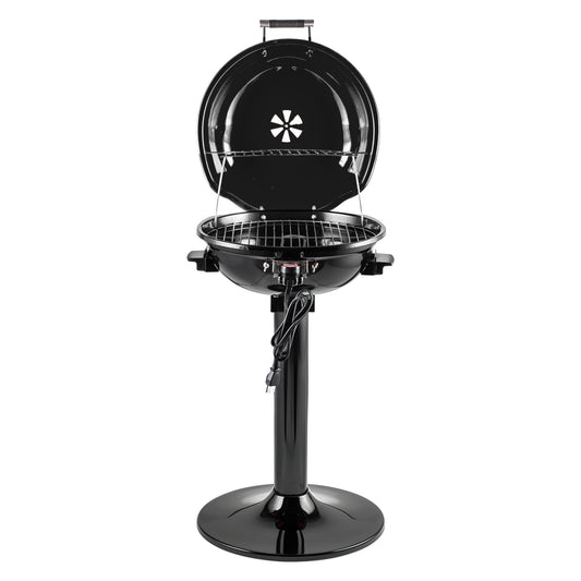 Techwood Electric BBQ Grill 1600W (Stand Black BBQ Grills),15-Serving Indoor/Outdoor Electric Grill for Indoor & Outdoor Use, Portable Removable Stand Grill, Double Layer Design(Black)