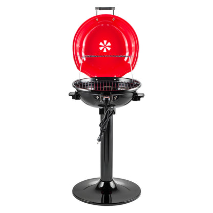 Techwood Electric BBQ Grill 1600W (Stand Black BBQ Grills),15-Serving Indoor/Outdoor Electric Grill for Indoor & Outdoor Use, Portable Removable Stand Grill, Double Layer Design(Red)