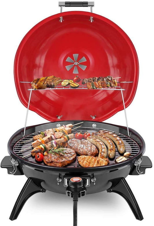 SP Techwood Electric BBQ Grill,1600WTabletop Grill, Double Layer Design, Portable Removable Grill, Indoor/Outdoor Electric Grill for Indoor & Outdoor Use(Red)