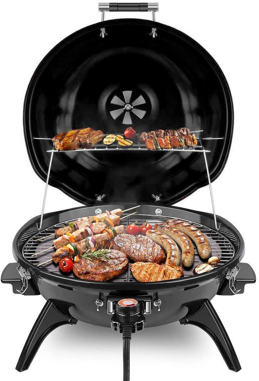 SP Techwood Electric BBQ Grill, Double Layer Design, Portable Removable Grill,1600WTabletop Grill, Indoor/Outdoor Electric Grill for Indoor & Outdoor Use(Black)