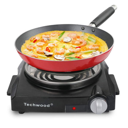Techwood 1100W Portable Electric Coil Stainless Steel Single Hot Plate