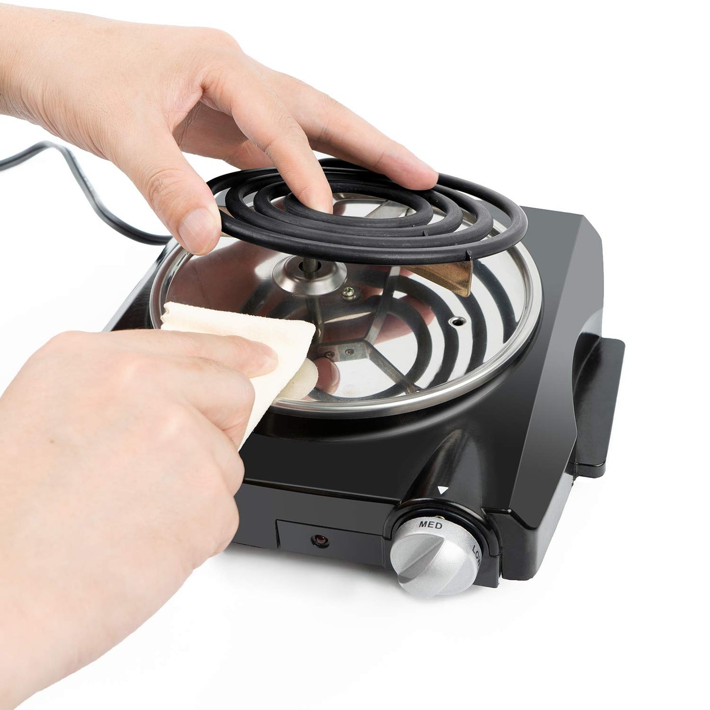 Techwood 1100W Portable Electric Coil Stainless Steel Single Hot Plate