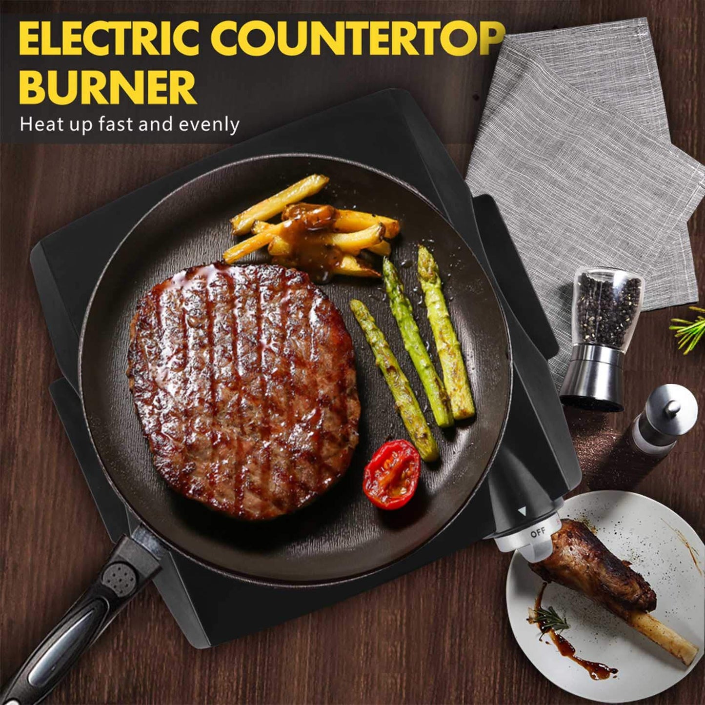 Techwood 1100W Portable Electric Coil Stainless Steel Single Hot Plate