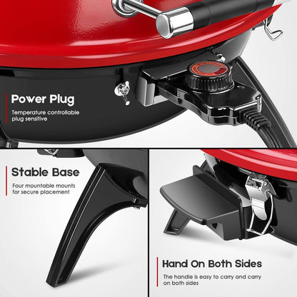 Techwood Electric BBQ Grill,1600WTabletop Grill, Double Layer Design, Portable Removable Grill, Indoor/Outdoor Electric Grill for Indoor & Outdoor Use(Red)