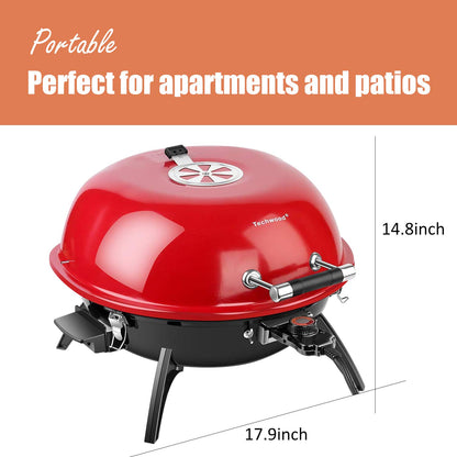 Techwood Electric BBQ Grill,1600WTabletop Grill, Double Layer Design, Portable Removable Grill, Indoor/Outdoor Electric Grill for Indoor & Outdoor Use(Red)
