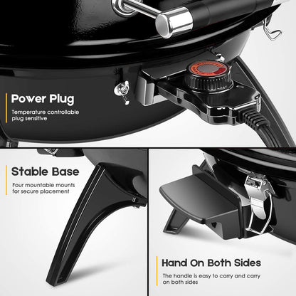 Techwood Electric BBQ Grill, Double Layer Design, Portable Removable Grill,1600WTabletop Grill, Indoor/Outdoor Electric Grill for Indoor & Outdoor Use(Black)