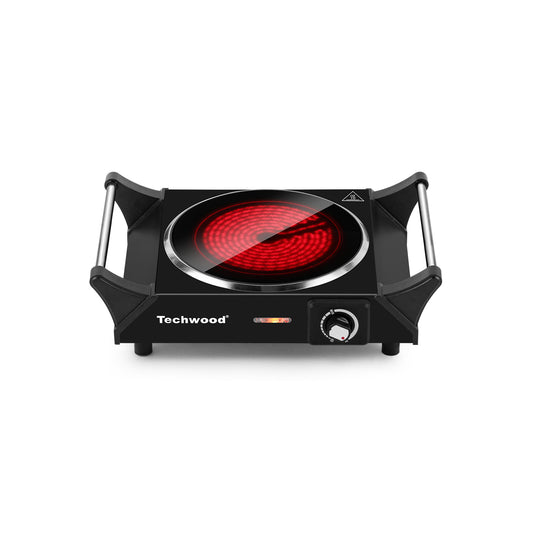 Techwood 1200W Infrared Ceramic 7.5" Glass Single Hot Plate with Stay Cool Handle(Black)