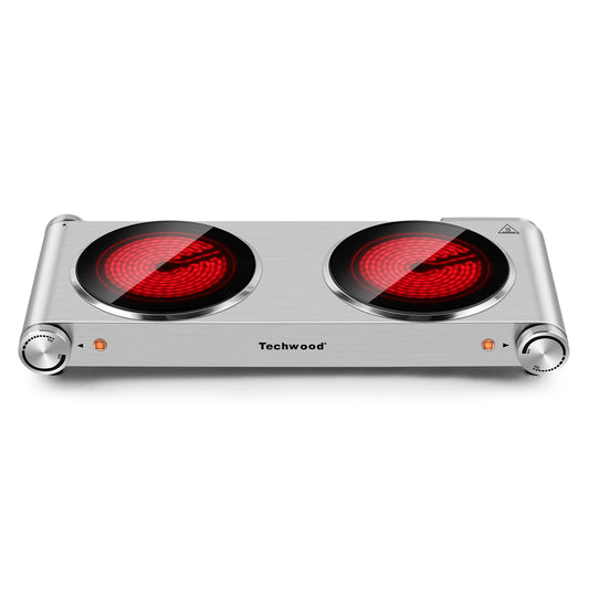 Techwood 1800W Infrared Ceramic Electric Double Hot Plate(Silver)