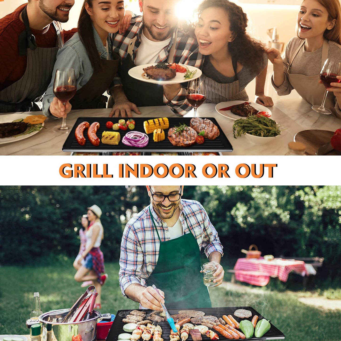 Techwood Raclette Grill, Electric Table Indoor Grill Korean BBQ Grill, 1500W Fast Heating with Nonstick Griddle Serves up to 8 People for Parties and Family Fun, Removable 2-in-1 Non-Stick Grill Plate(Silver)