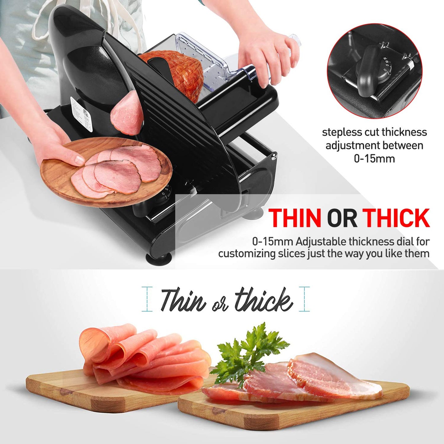 Techwood 9 Inch Detachable Food Slicer(Black)