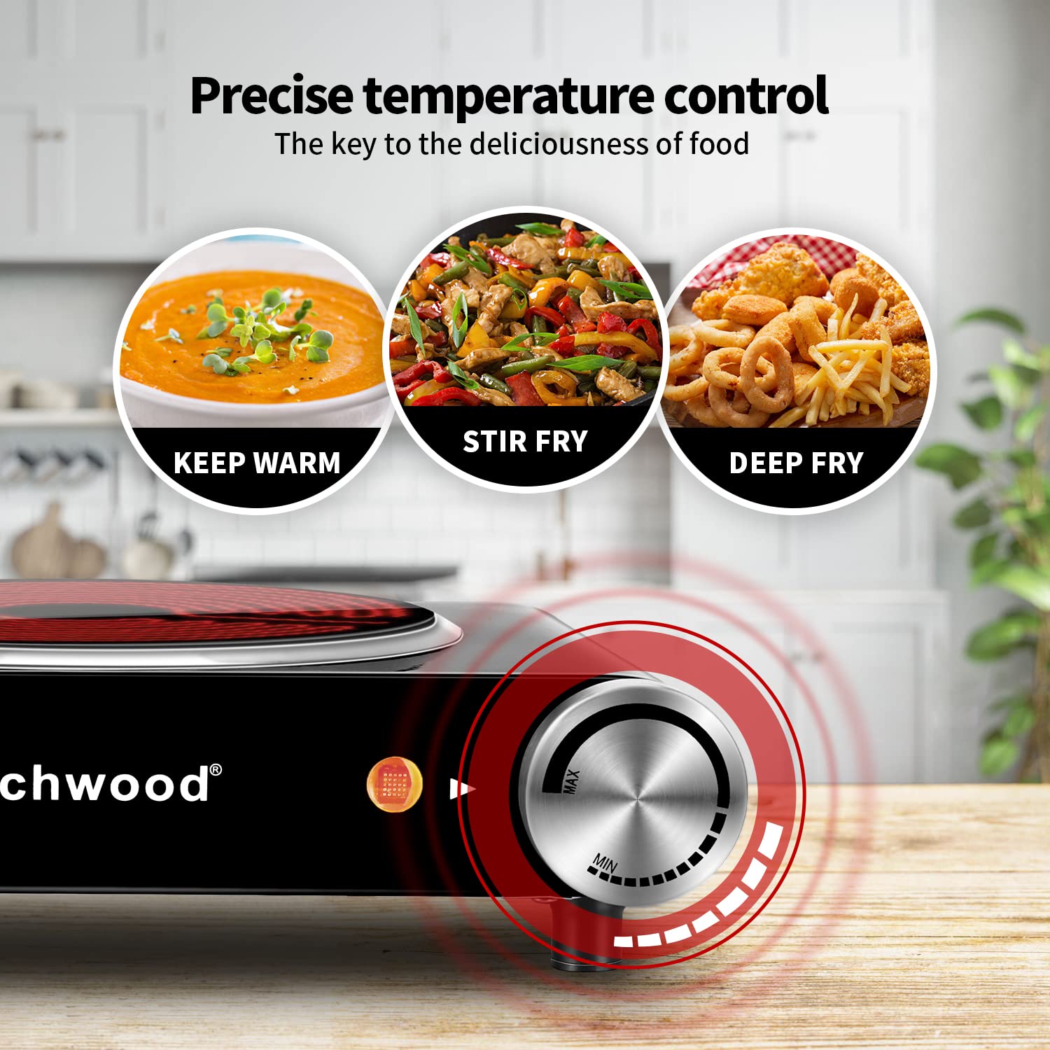 Techwood 1500W Stainless Steel Single Hot Plate with Stay Cool Handle(