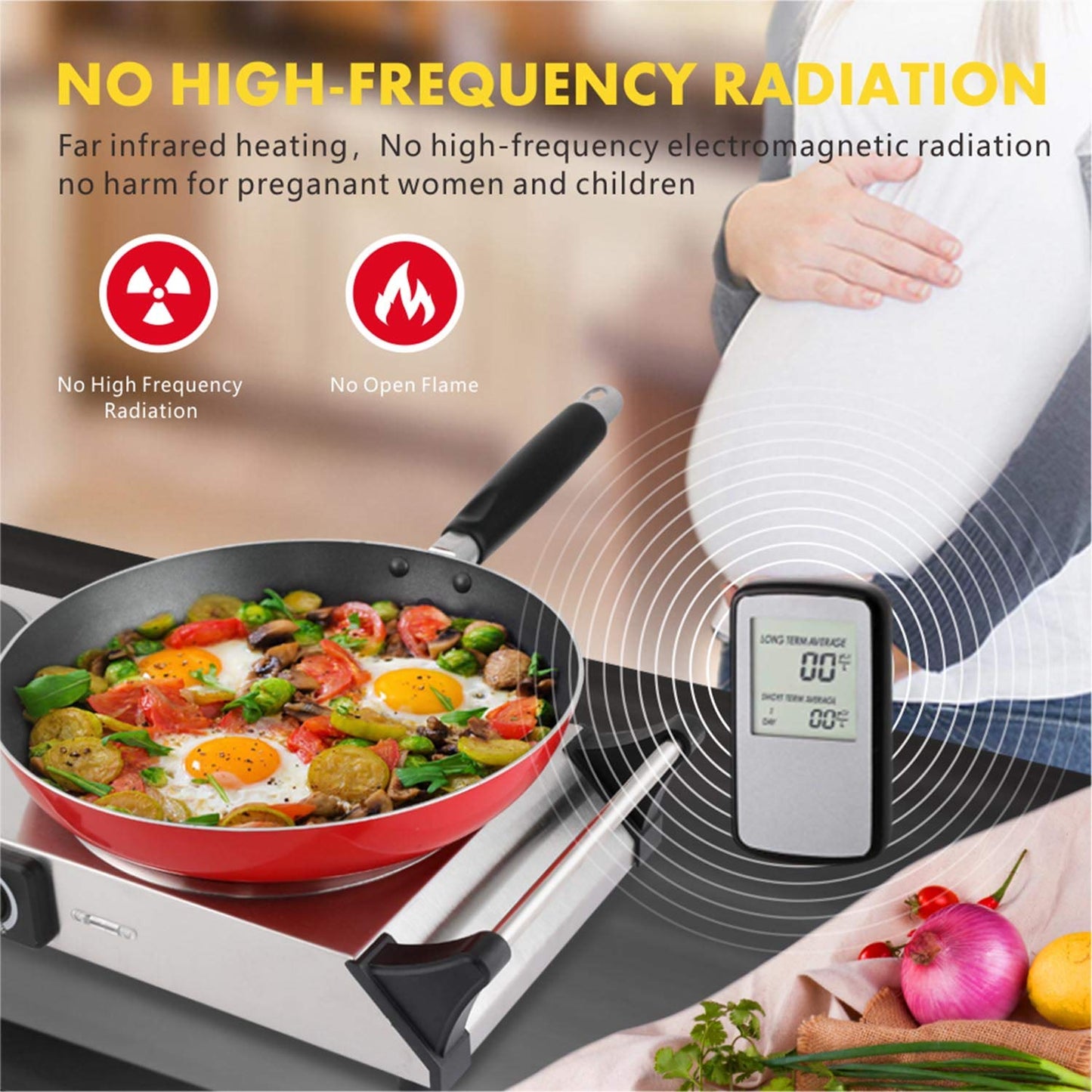 Techwood 1800W Dual Control Infrared Ceramic Electric Hot Plate with Anti-Scald Handle, Techwood Electric Cooktop, Dual Electric Stove Burners, Techwood Double Burner for Cooking(Silver)