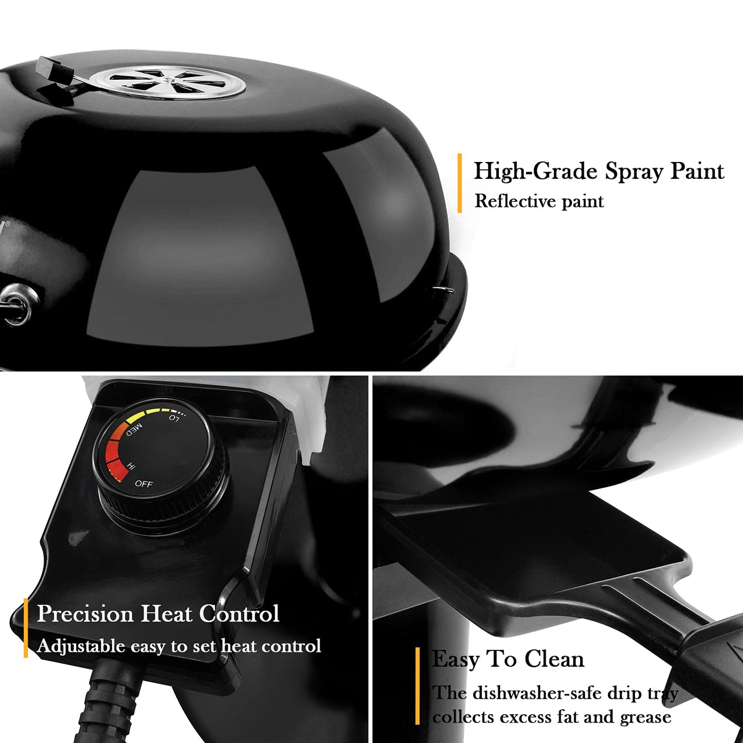 Techwood Electric BBQ Grill 1600W (Stand Black BBQ Grills),15-Serving Indoor/Outdoor Electric Grill for Indoor & Outdoor Use, Portable Removable Stand Grill, Double Layer Design(Black)