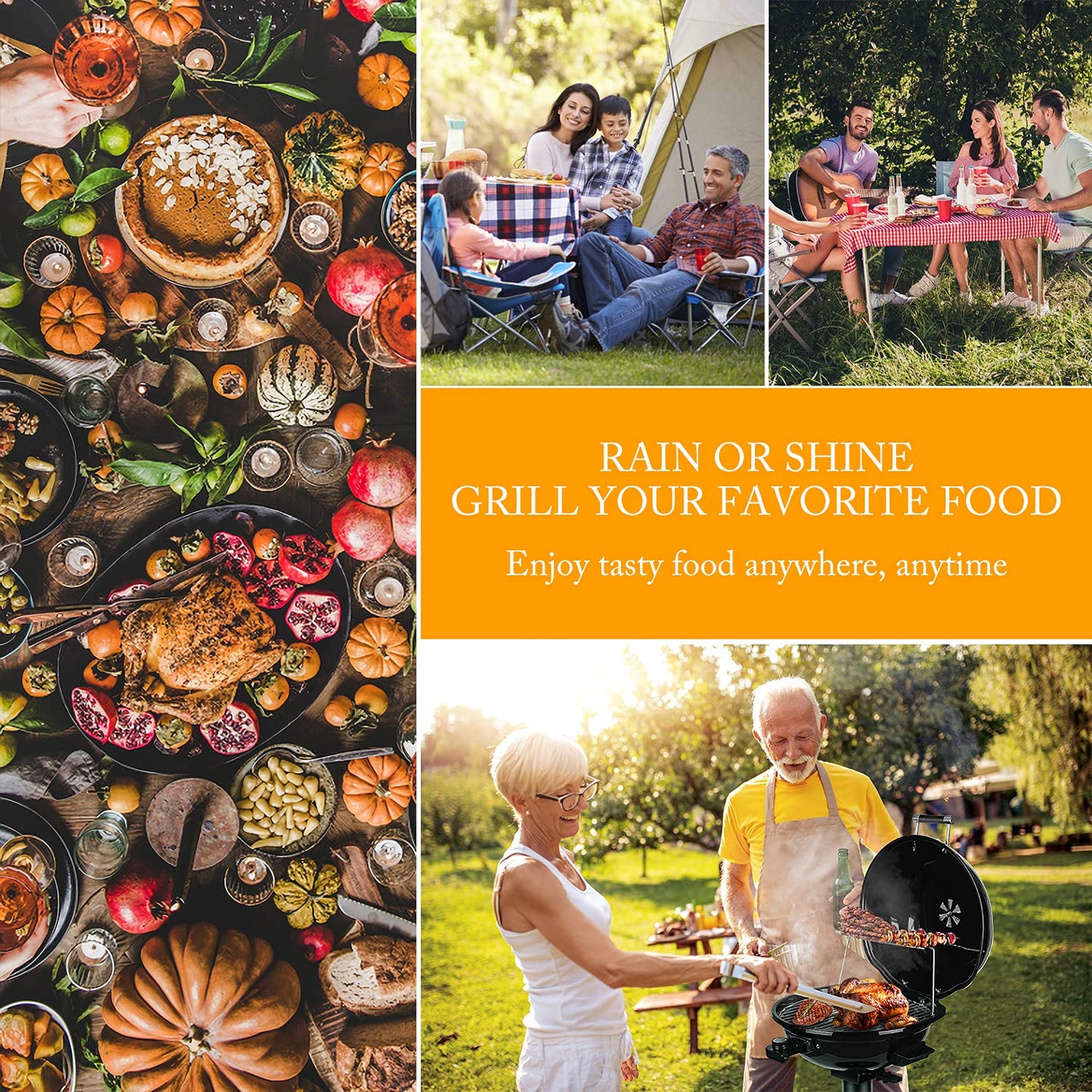Techwood Electric BBQ Grill 1600W (Stand Black BBQ Grills),15-Serving Indoor/Outdoor Electric Grill for Indoor & Outdoor Use, Portable Removable Stand Grill, Double Layer Design(Black)