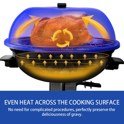 Techwood Electric BBQ Grill 1600W (Stand Black BBQ Grills),15-Serving Indoor/Outdoor Electric Grill for Indoor & Outdoor Use, Double Layer Design, Portable Removable Stand Grill,(Blue)