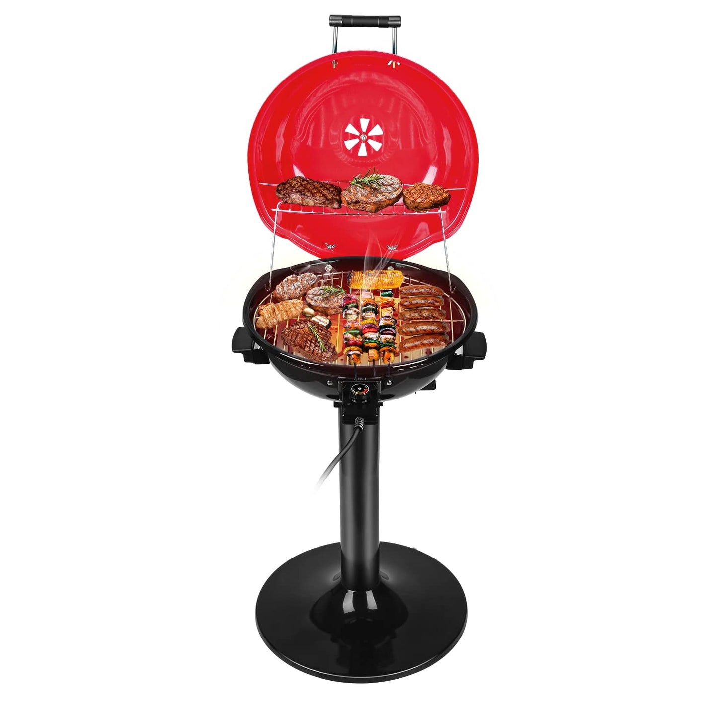 Techwood 1600W Stand Red BBQ Grill for Indoor & Outdoor Use