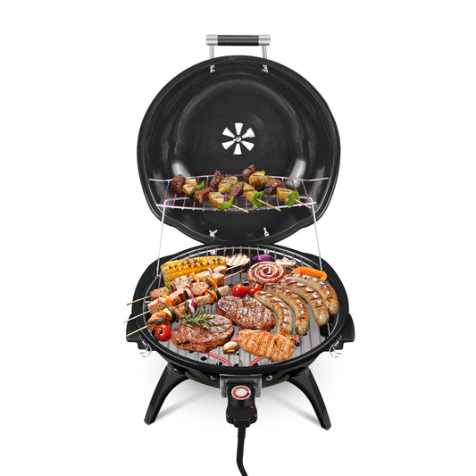 Techwood 15-Serving Electric BBQ Grill for Indoor & Outdoor Use(Black）
