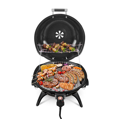 Techwood Electric BBQ Grill, Double Layer Design, Portable Removable Grill,1600WTabletop Grill, Indoor/Outdoor Electric Grill for Indoor & Outdoor Use(Black)