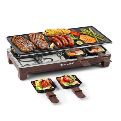 Techwood 1500W Indoor Table Grill with 8 Cheese Melting Pans(Brown)
