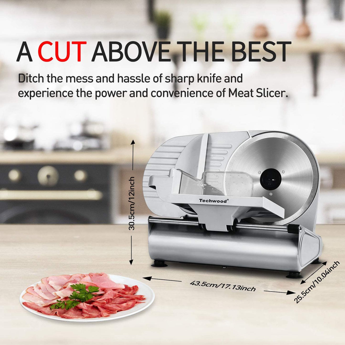 Techwood 9 Inch Detachable Food Slicer(Silver Double Blade)