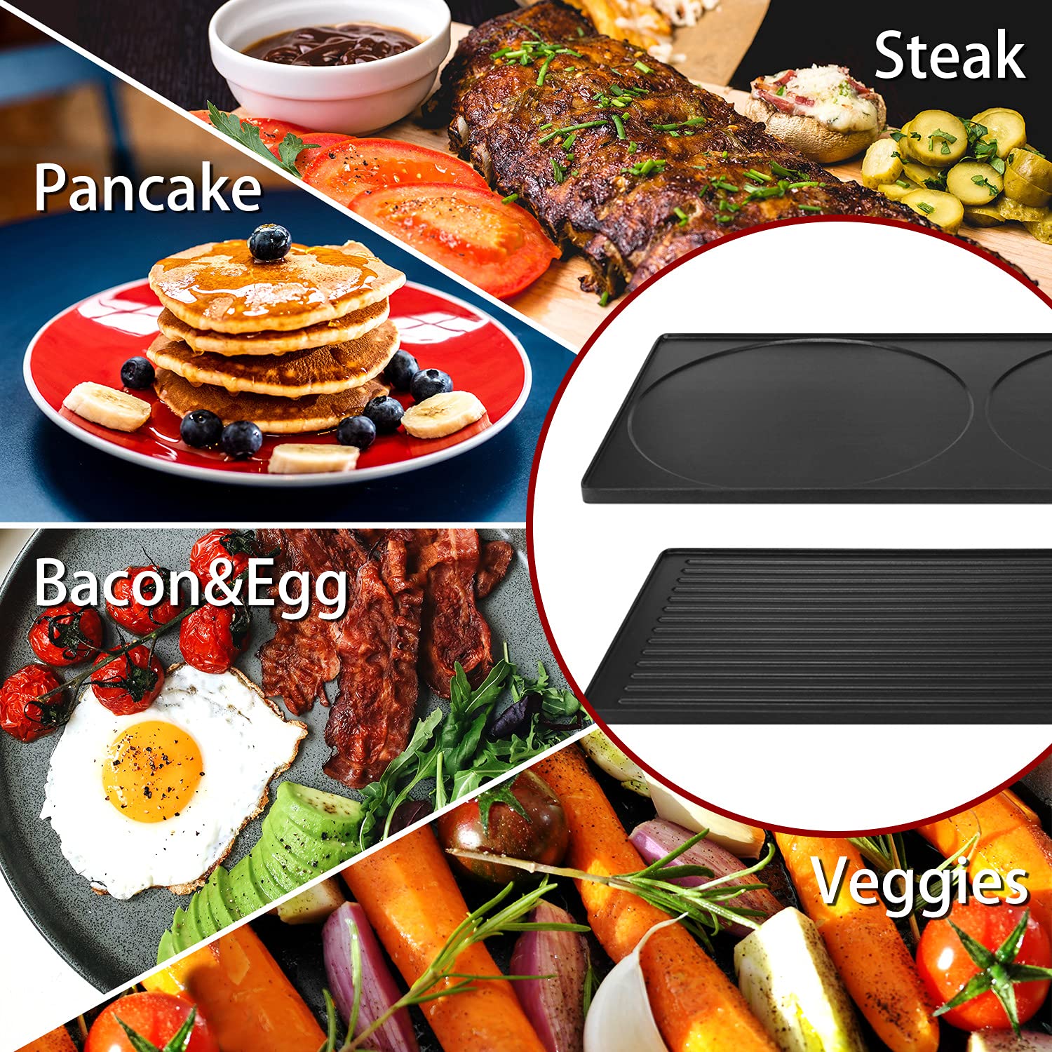 Raclette Table Grill, Techwood Electric Indoor Grill Korean BBQ Grill, Removable 2-in-1 Non-Stick Grill Plate, 1500W Fast Heating with 8 Cheese Melt